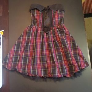 Plaid Dress with Tie